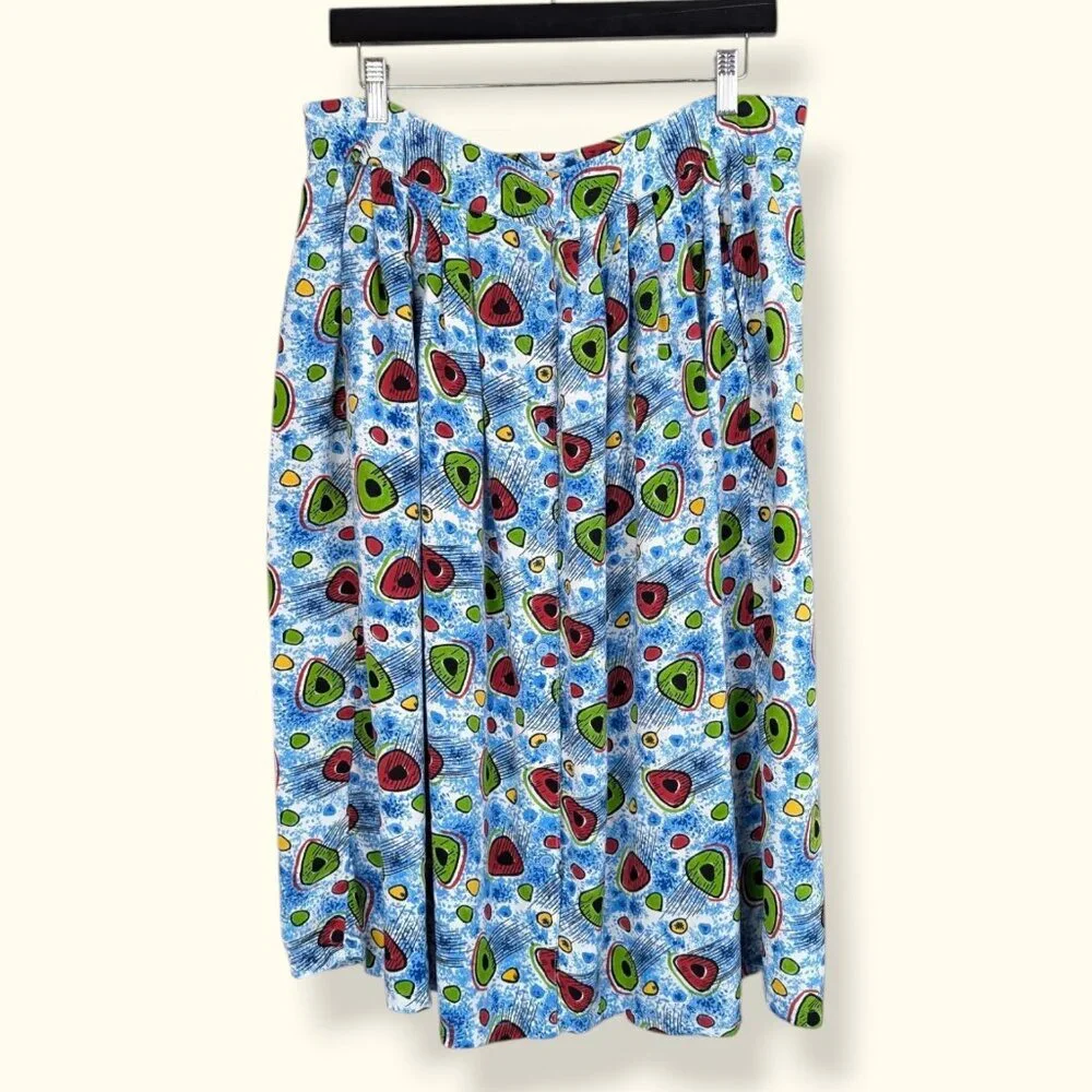 V. RDS Abstract Front Button Rayon Skirt - Picture 2 of 7